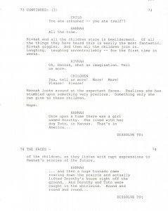 Movies are a moral landscape where stories convey powerful messages. Every movie begins with a script. Here is a sample page from Avrech’s Emmy Award-winning screenplay for The Devil’s Arithmetic. Photos courtesy of Robert Avrech 