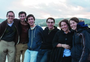 Rabbi Noah Cheses ( far left), JLIC educator at Yale, together with his students on a Tanach study trip in Israel. Photo courtesy of Rabbi Cheses