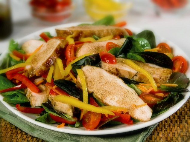 Grilled Chicken, Red Pepper and Mango Salad 