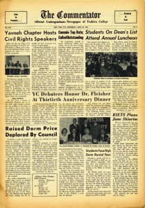Yeshiva College students traveled to Greensboro, North Carolina to protest racial bigotry and addressed civil rights issues in the pages of The Commentator, the student newspaper. Photo: Yeshiva University Archives, Commentator, May 5, 1960