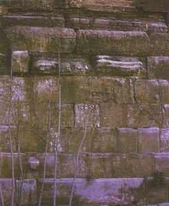 (Plate #5) The stones projecting from the Eastern Wall were the beginning of an archway which supported a staircase that led to the Temple basement.
