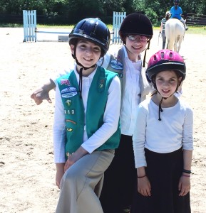 Girls in Girl Scout Troop 613 getting ready to go horseback riding at Foxmeade Farms in Midlothian, Virginia. Courtesy of Heni Stein
