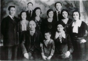 Three generations of the Siegel family, builders of Baltimore’s Orthodox Jewish community. Top, from left: Morris, Chester and Daniel Siegel. Morris and Chester were particularly active in the leadership of the Adas Bnei Israel club (later shul). Middle: The five Siegel daughters, Lillian, Anna, Evelyn, Lena, and Rose. Bottom: Chaim Siegel, patriarch, and his wife, Sora Feiga, with their grandson Gerald Semer, son of their daughter Evelyn (standing directly above her son). Courtesy of the Oberstein and Shavrick families
