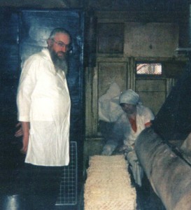 At a matzah bakery in Russia.