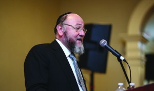 Chief Rabbi of the United Hebrew Congregations of the Commonwealth Ephraim Mirvis speaking about issues facing the global Jewish community to convention participants.