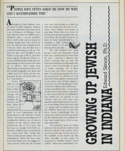 The 1988 Jewish Action article focusing on the four Simon children who were raised in a mid-western community where they were the only Orthodox kids for miles.